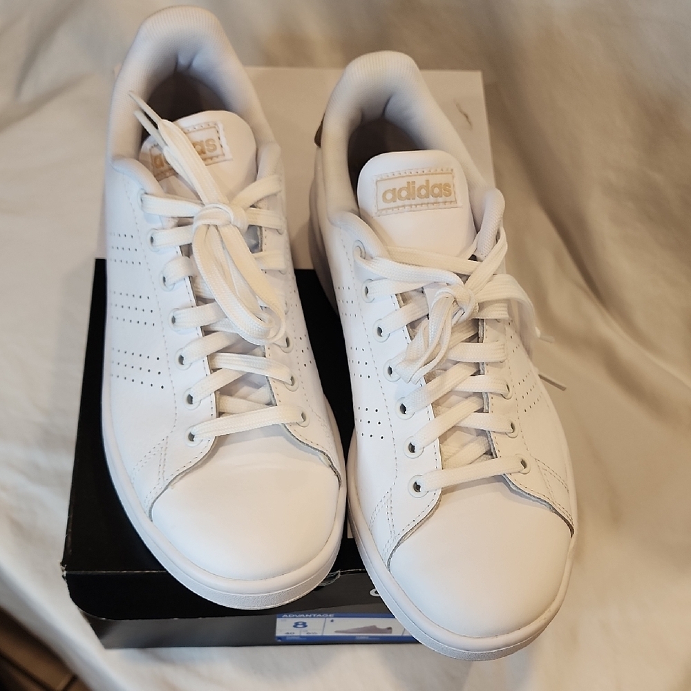 Adidas White and Gold Sneakers